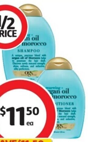 Coles Ogx Argan Oil of Morocco Shampoo or Conditioner 385mL offer