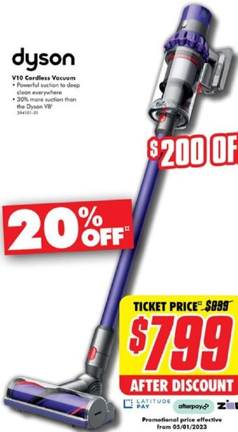 The Good Guys Dyson V10 Cordless Vacuum offer