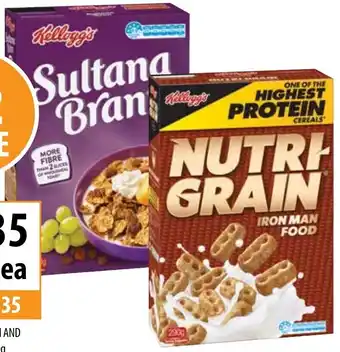Supabarn Kellogg's Nutri Grain And Sultana Bran 290/420g offer