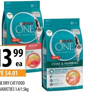 Supabarn Purina One Dry Cat Food 1.4/1.5kg offer