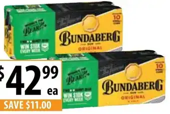 Supabarn Bundaberg Rum & Cola 4.6% Cans 10x375ml offer