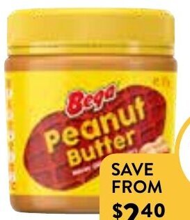 Foodworks Bega Smooth or Crunchy Peanut Butter 375g offer