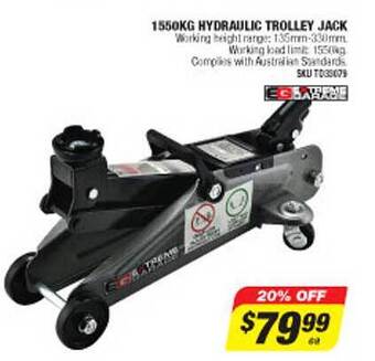 Autobarn Extreme garage 1550kg hydraulic trolley jack offer