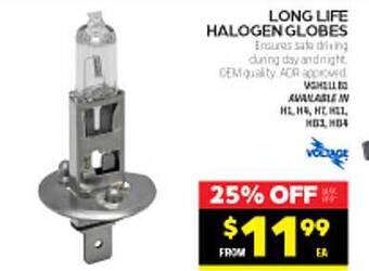 Long life halogen globes