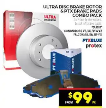 Autopro Ultra disc brake rotor & ptx brake pads combo pack offer