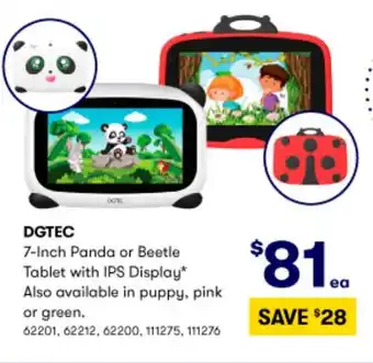 BIG W DGTEC 7-Inch Panda or Beetle Tablet with IPS Display offer