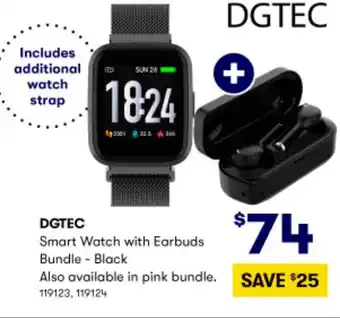 BIG W DGTEC Smart Watch with Earbuds Bundle offer