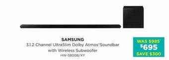 Bing Lee Samsung 3.1.2 channel ultraslim dolby atmos soundbar with wireless subwoofer offer