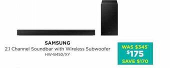 Bing Lee Samsung 2.1 channel soundbar with wireless subwoofer offer