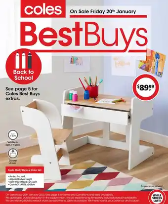 Coles Kudo study desk & chair set offer