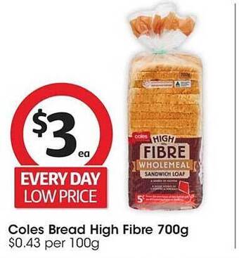 Coles Coles bread high fibre offer