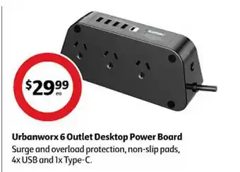 Urbanworx 6 outlet desktop power board