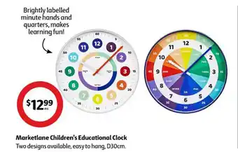 Coles Marketlane children's educational clock offer