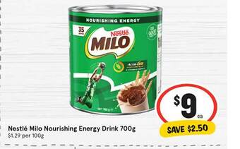 IGA Nestle milo nourishing energy drink offer