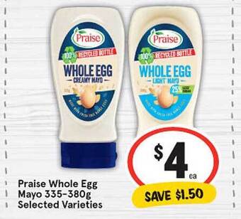 IGA Praise whole egg mayo offer