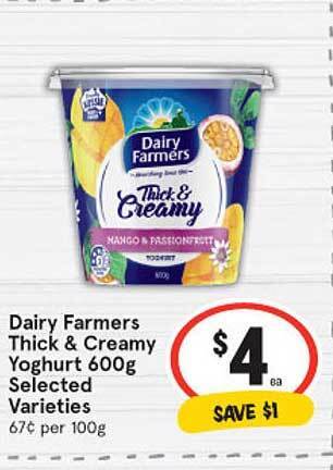 IGA Dairy farmers thick & creamy yoghurt offer