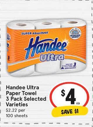 IGA Handee ultra paper towel offer