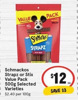 IGA Schmackos strapz or stix offer