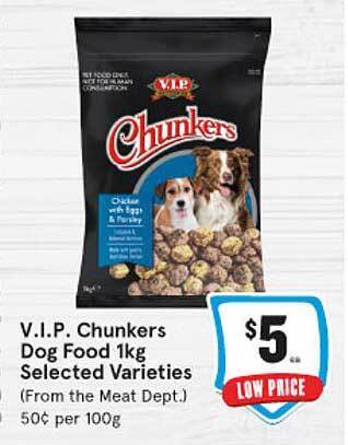 IGA Vip chunkers dog food offer