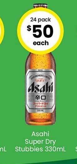 The Bottle O Asahi super dry stubbies 330ml offer