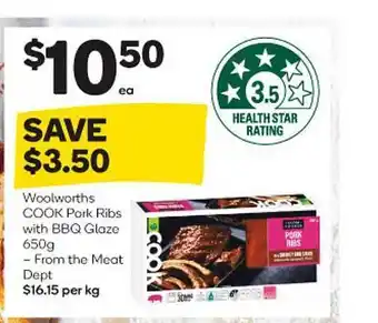 Woolworths Woolworths cook pork ribs with bbq glaze - from the meat dept offer