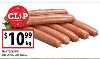 Supabarn Traditional thin beef sausages bulk packs offer