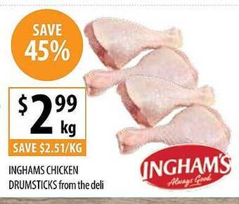 Supabarn Inghams chicken drumsticks from the deli offer
