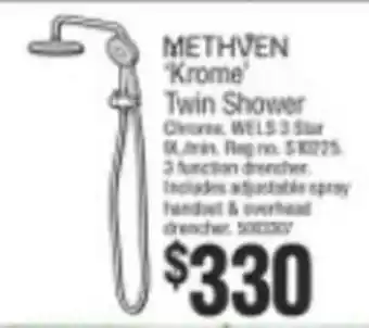 Bunnings Methven Krome Twin Shower offer