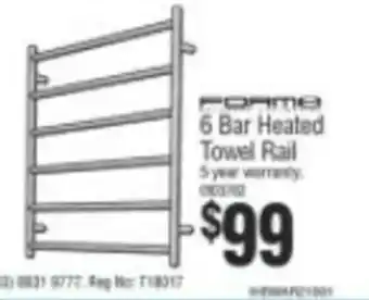 Bunnings Forme 6 Bar Heaed Towel Rail offer