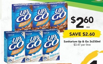 Drakes Sanitarium Up & Go 3x250ml offer