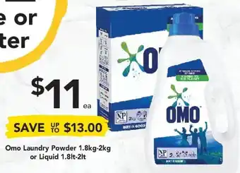 Drakes Omo Laundry Powder 1.8kg-2kg or Liquid 1.8lt-2lt offer