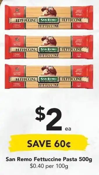 Drakes San Remo Fettuccine Pasta 500g offer