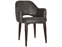 LivingStyles Albury Commercial Grade Eastwood Fabric Dining Armchair, Metal Leg, Dark Grey / Walnut offer