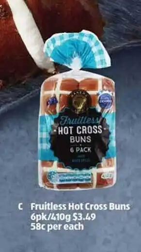ALDI Fruitless hot cross buns offer