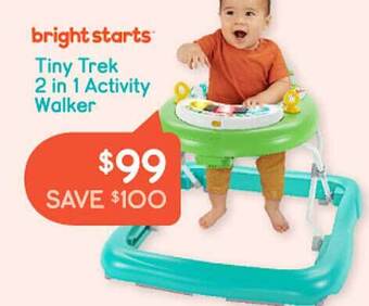 Baby Bunting Bright starts tiny trek 2 in 1 activity walker offer