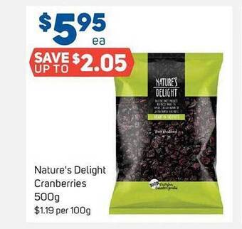 Foodland Nature's delight cranberries 500g offer