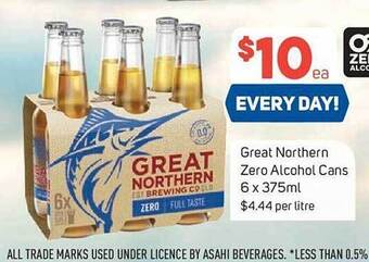 Great northern zero alcohol cans 6 x 375ml