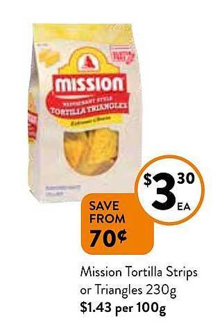 Foodworks Mission tortilla strips or triangles offer