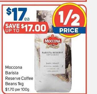 Foodland Moccona barista reserve coffee beans 1kg offer