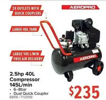 Total Tools Aeropro 2.5hp 40l compressor 145l-min offer