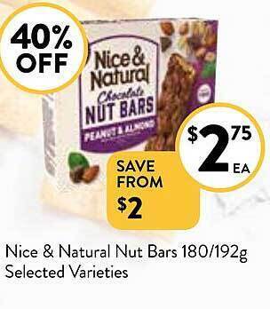 Foodworks Nice & natural nut bars offer