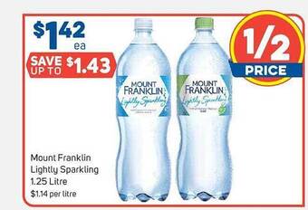 Foodland Mount franklin lightly sparkling 1.25 litre offer