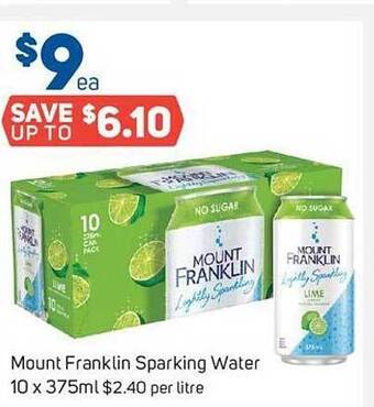 Foodland Mount franklin sparkling water 10 x 375ml offer