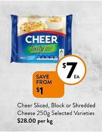 Foodworks Cheer sliced, block or shredded cheese offer