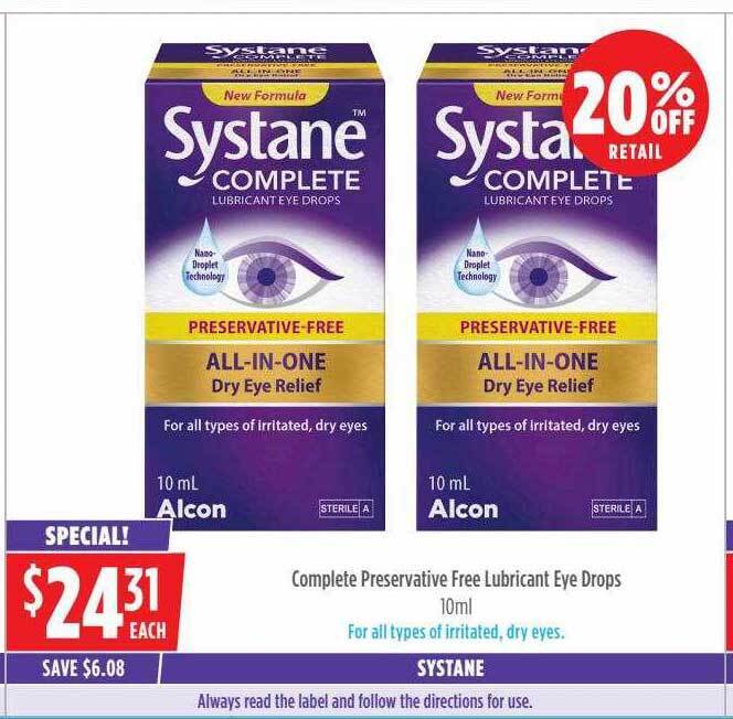 Systane complete preservative free lubricant eye drops offer at Wizard Pharmacy