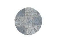 LivingStyles Celeste Chenille & Cotton Bohemian Patchwork Round Rug, 120cm, Blue offer