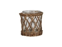 LivingStyles Bora Rattan & Glass Hurricane Lantern, Small offer
