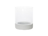 LivingStyles Jarlow Cement & Glass Hurricane Lantern, White offer