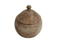 LivingStyles Inshu Carved Wooden Round Storage Jar offer