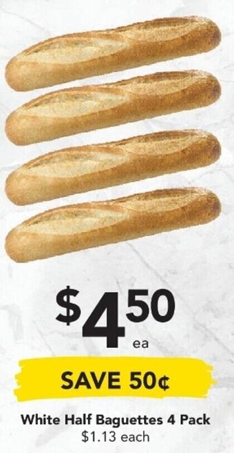 Drakes White Half Baguettes 4 Pack offer